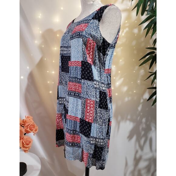 Villiager Sport Liz Claiborne VTG Y2K Patchwork Bandana Dress Womens Size LP - Picture 2 of 11